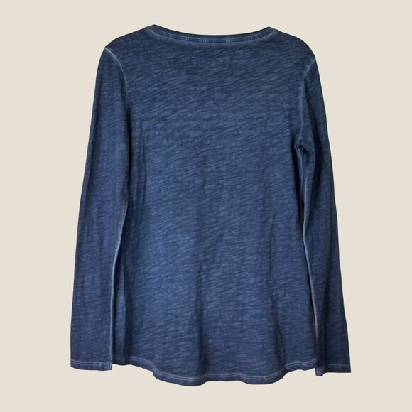 Peruvian Connection 100% Cotton Blue Heather Long Sleeve Laying Tee Size Small - Picture 6 of 6